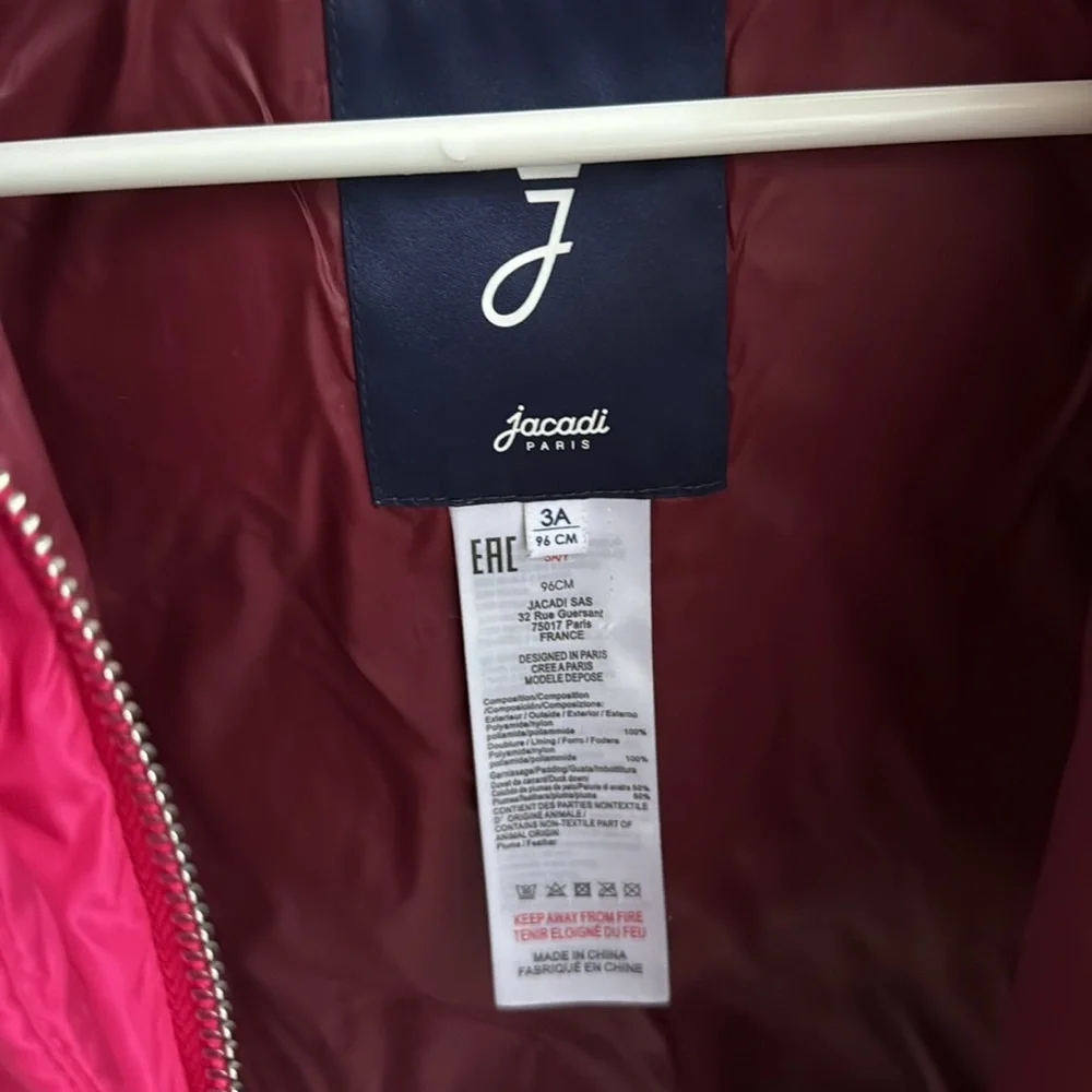 Jacadi Paris girl puffer jacket with hoodie, size 3A (96cm) - Picture 4 of 15